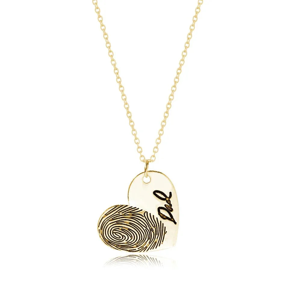 Custom Fingerprint Necklace with Engraved Name - Hidden Forever