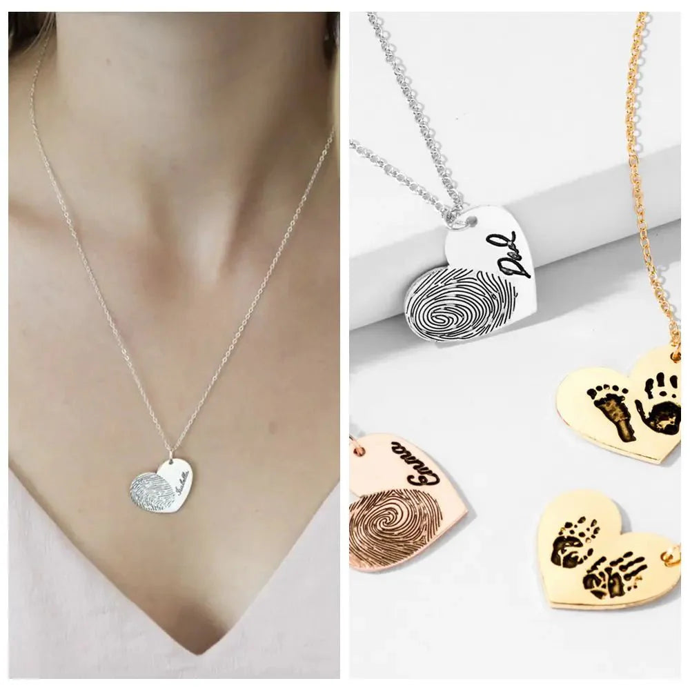Custom Fingerprint Necklace with Engraved Name - Hidden Forever
