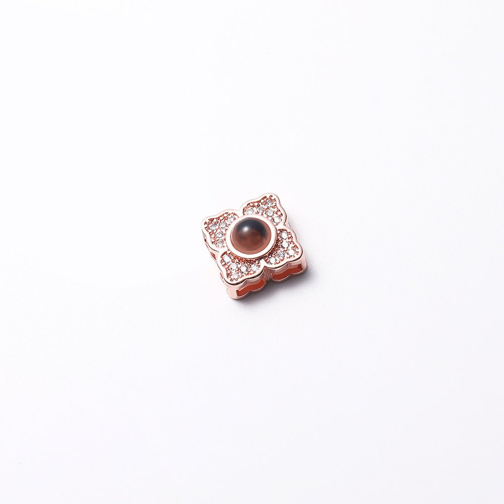 Custom Hidden Photo Projection 4 Petal Flower Necklace - Hidden Forever