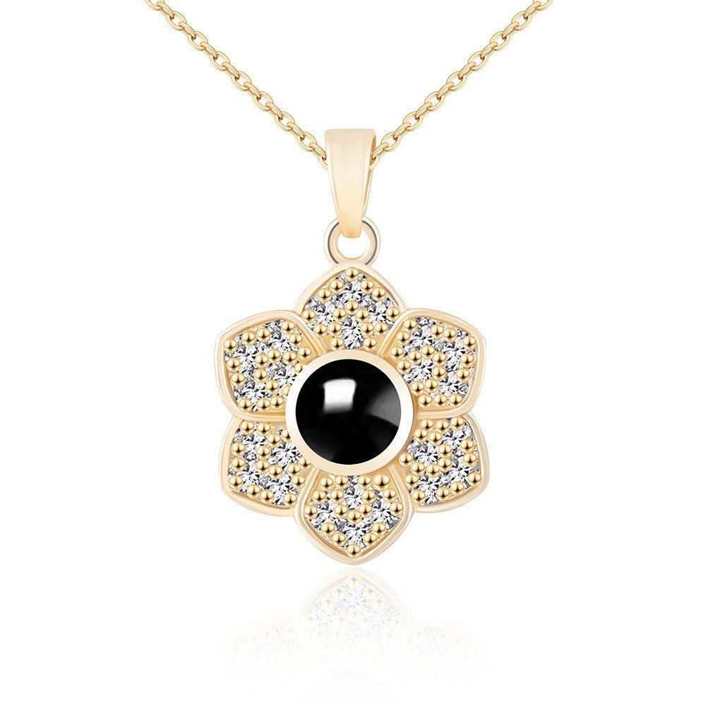 Custom Hidden Photo Projection 6 Petal flower Necklace - Hidden Forever