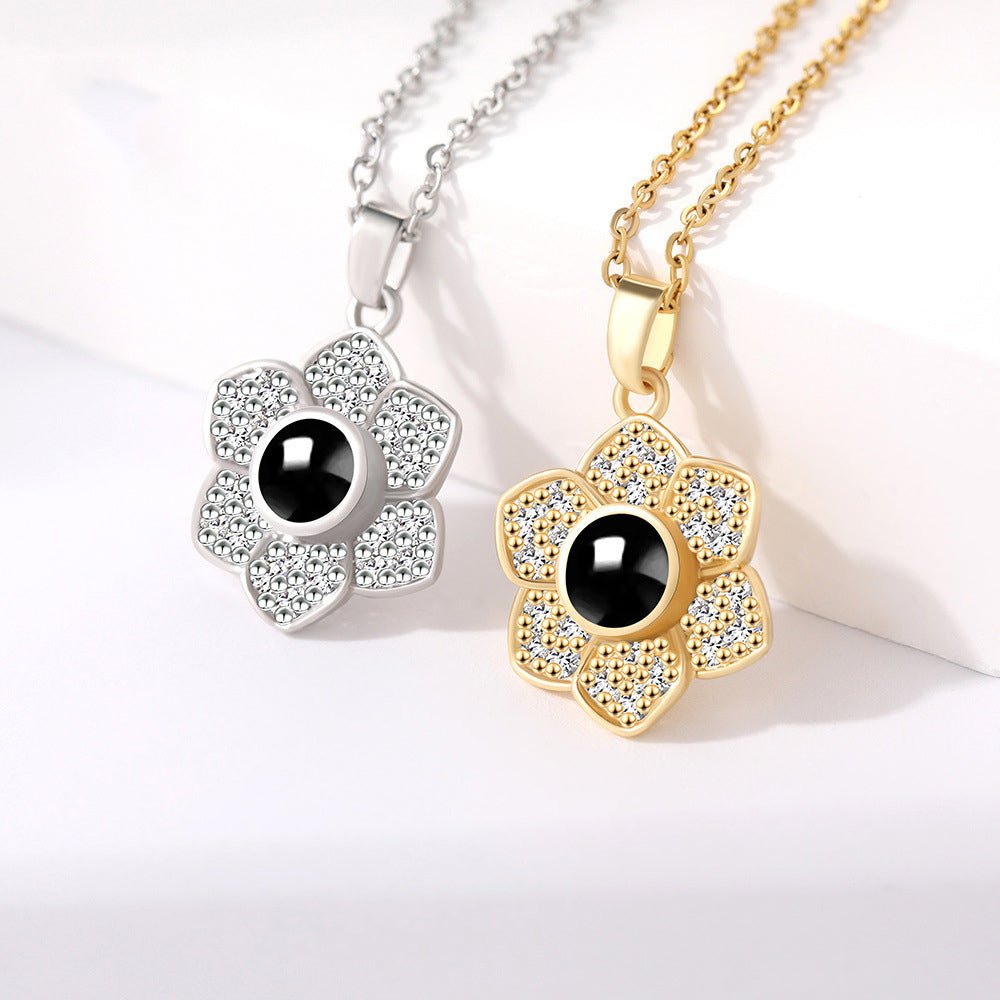 Custom Hidden Photo Projection 6 Petal flower Necklace - Hidden Forever