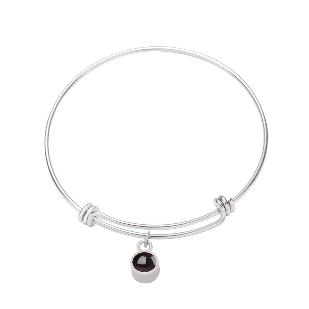 Custom Hidden Photo Projection Adjustable Bangle Round Zircon Bracelet - Hidden Forever