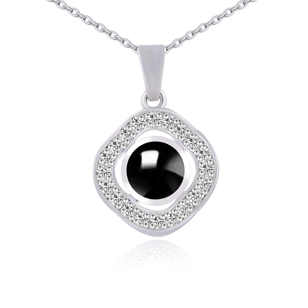Custom Hidden Photo Projection Black Onyx Necklace - Hidden Forever