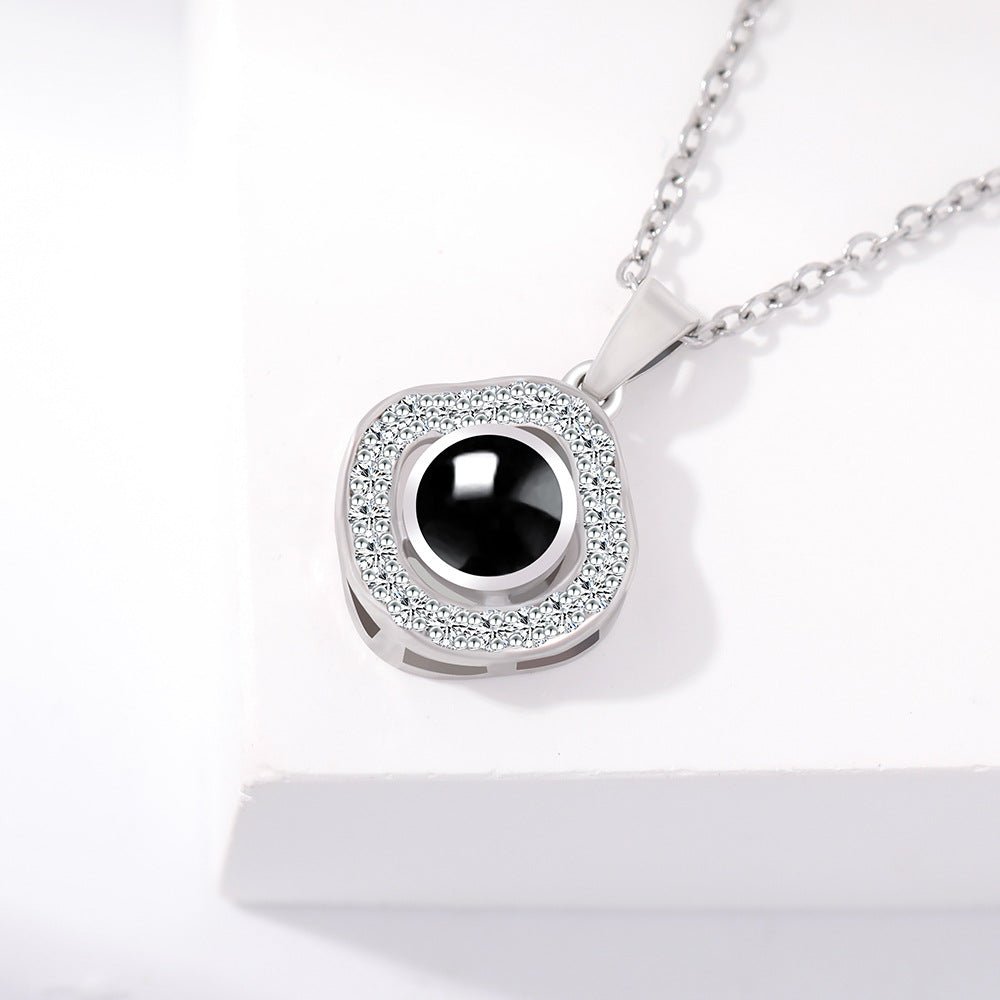 Custom Hidden Photo Projection Black Onyx Necklace - Hidden Forever