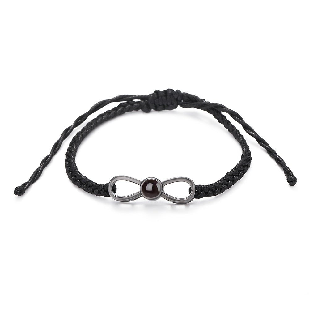 Custom Hidden Photo Projection Braided Infinity Zircon Bracelet - Hidden Forever