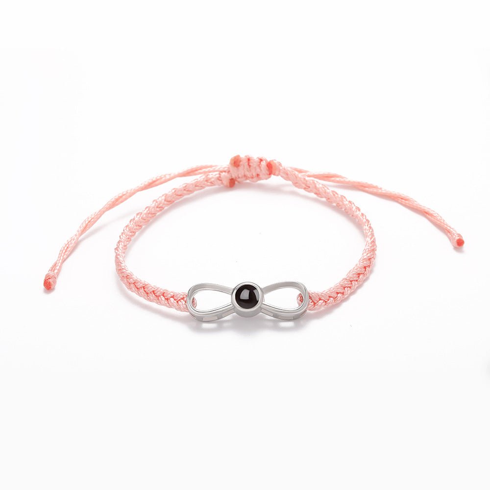 Custom Hidden Photo Projection Braided Infinity Zircon Bracelet - Hidden Forever