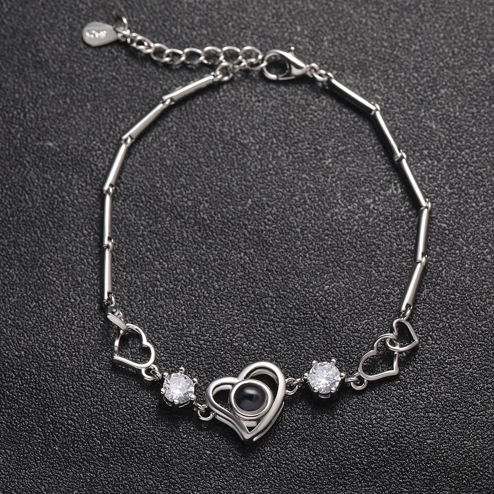 Custom Hidden Photo Projection Diamond Heart Necklace - Hidden Forever
