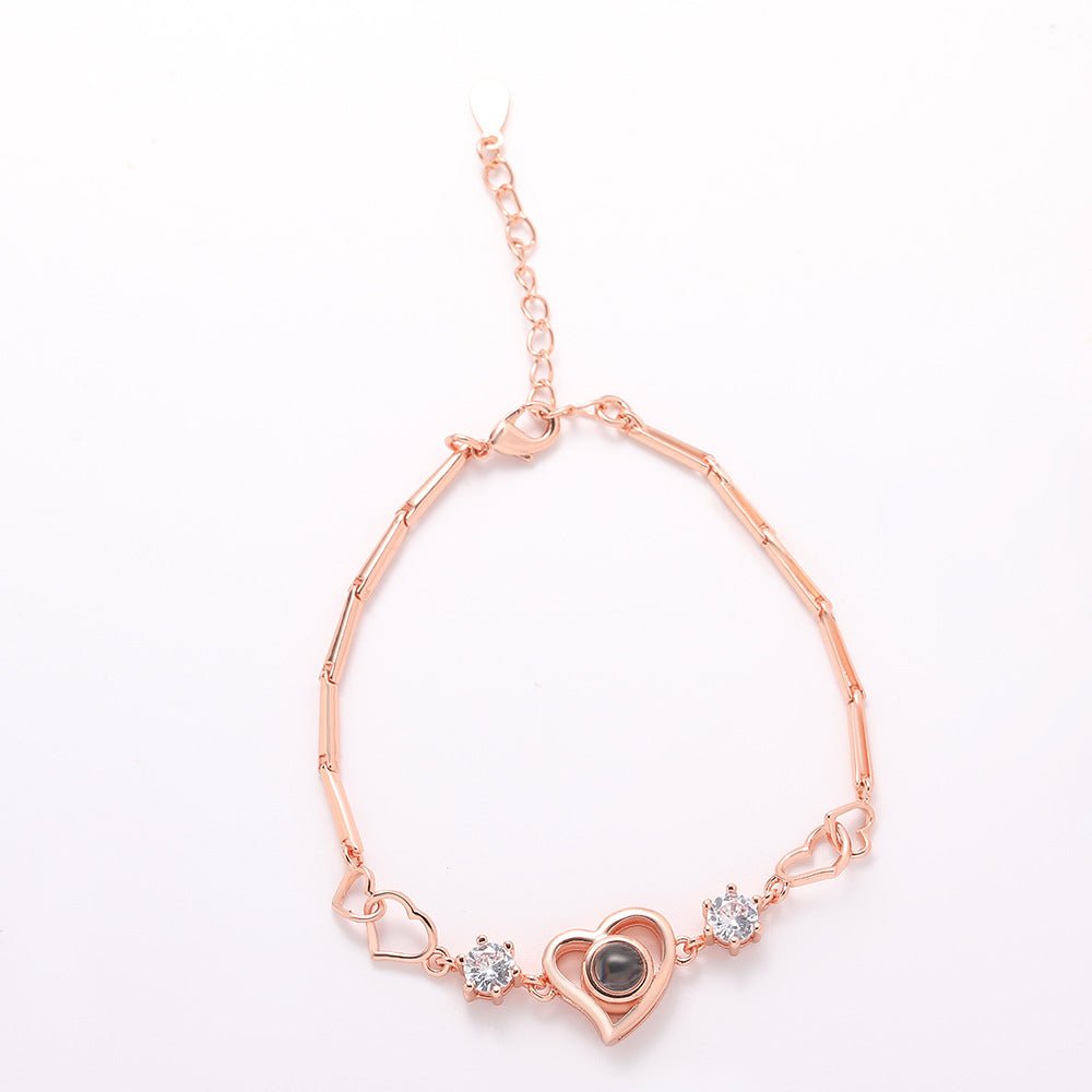 Custom Hidden Photo Projection Diamond Heart Necklace - Hidden Forever