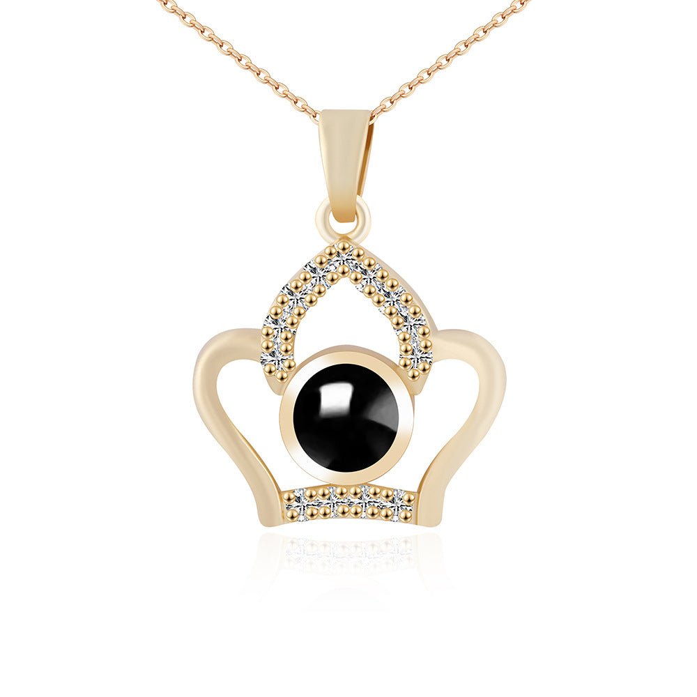 Custom Hidden Photo Projection Embellished Imperial Crown Necklace - Hidden Forever