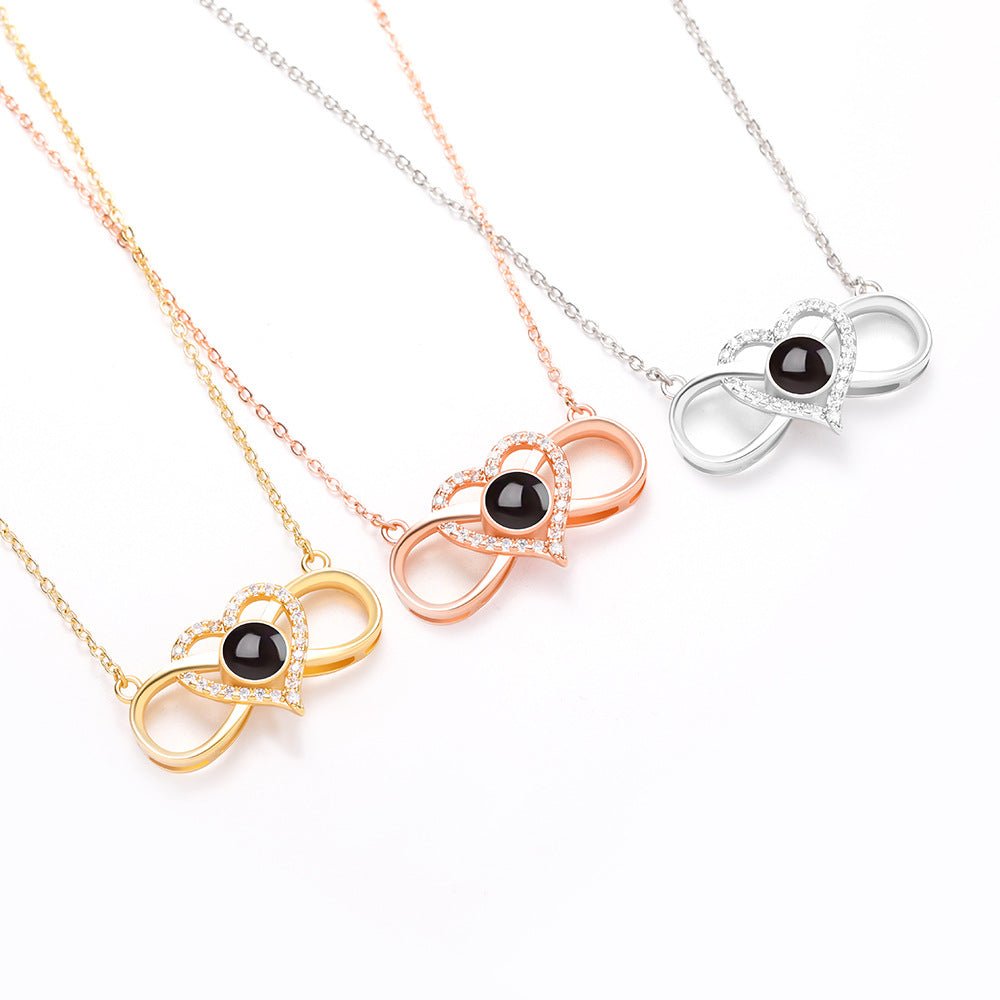 Custom Hidden Photo Projection Infinity Heart Necklace - Hidden Forever