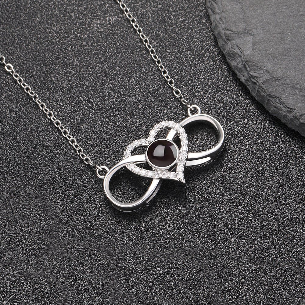 Custom Hidden Photo Projection Infinity Heart Necklace - Hidden Forever