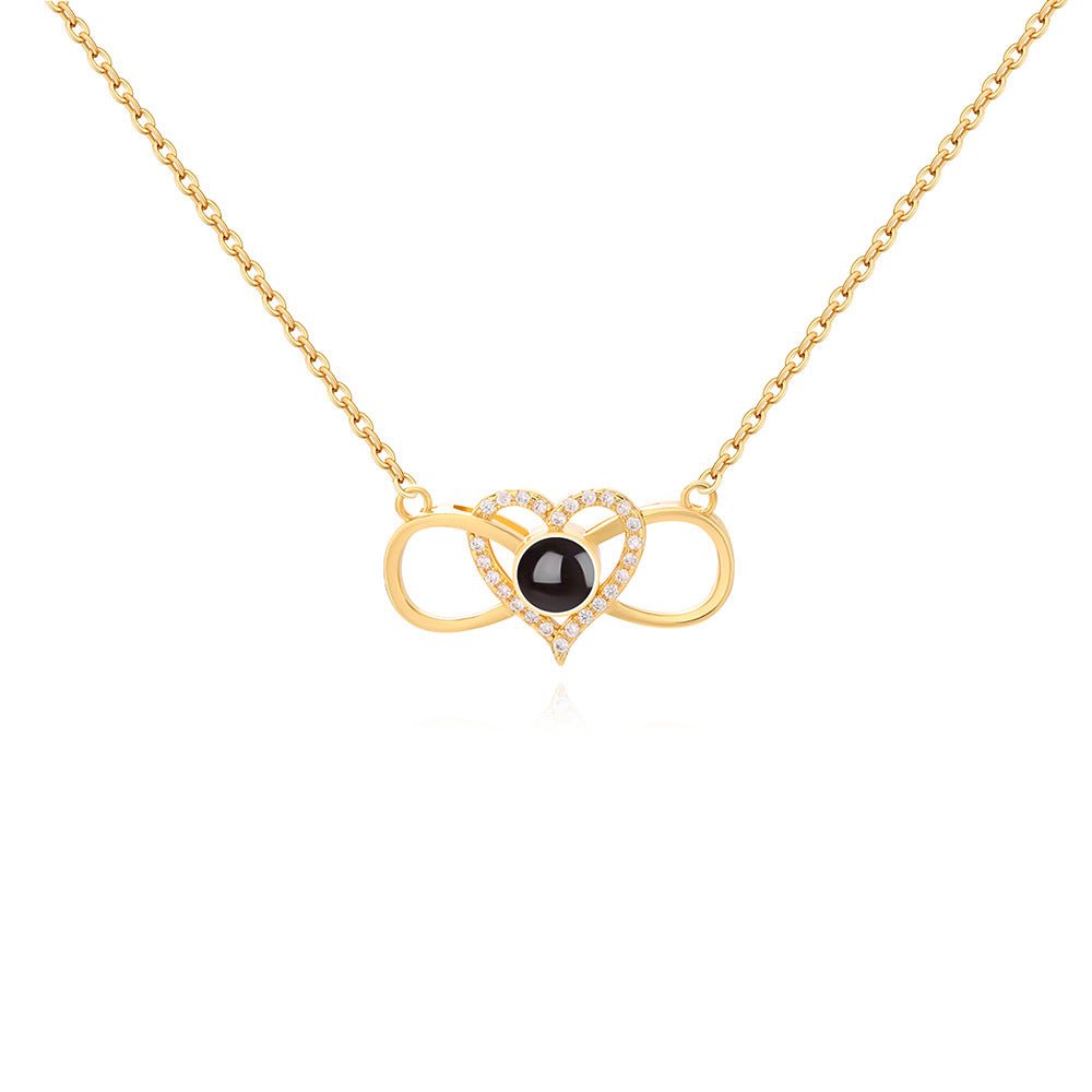 Custom Hidden Photo Projection Infinity Heart Necklace - Hidden Forever