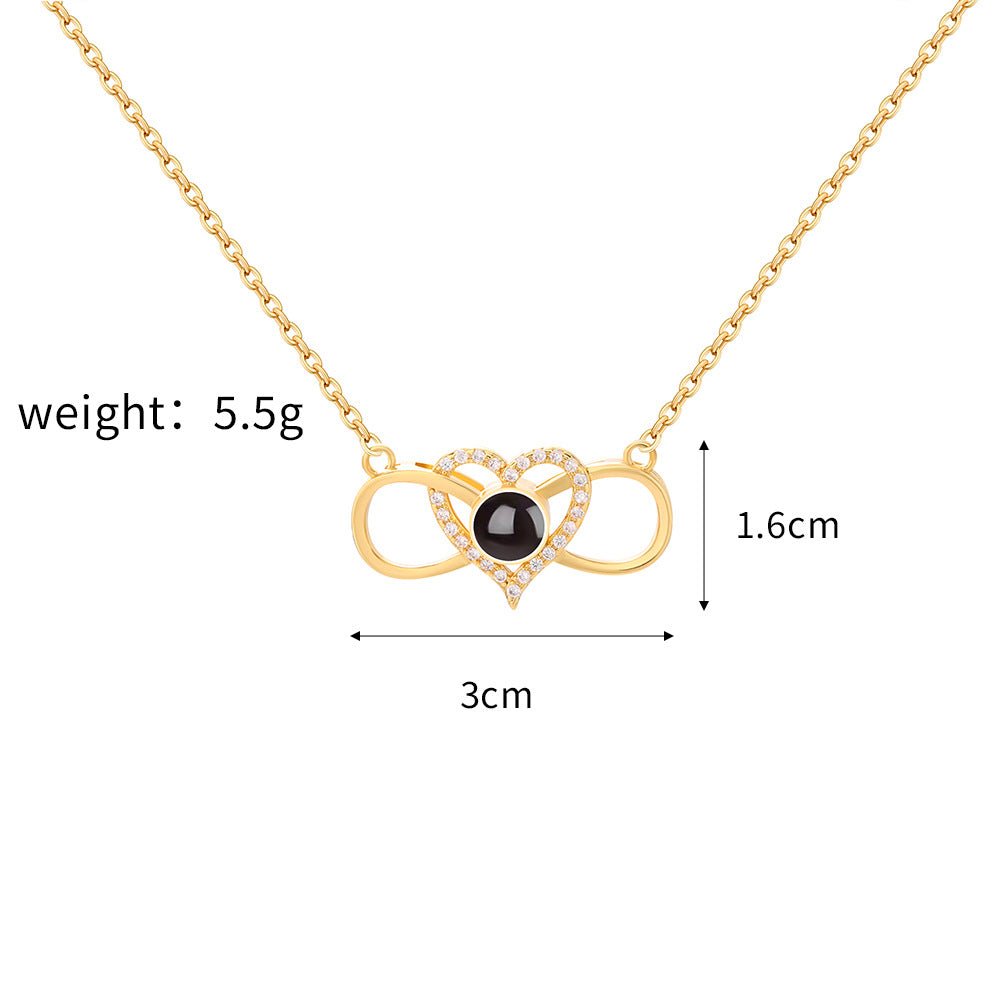Custom Hidden Photo Projection Infinity Heart Necklace - Hidden Forever