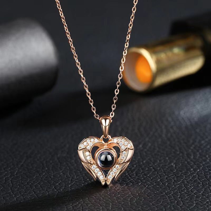 Custom Hidden Photo Projection Royal Heart Necklace - Hidden Forever
