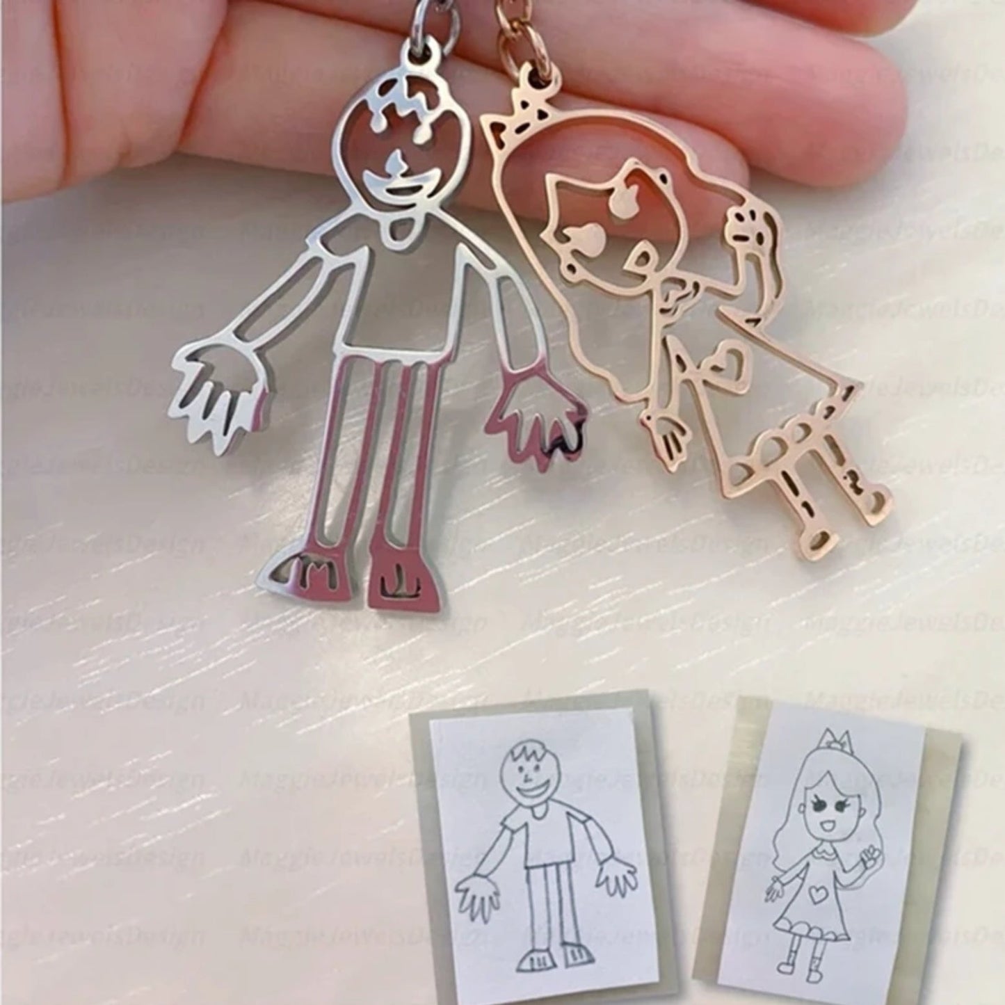 Custom Kids Hand Drawing Necklace - Hidden Forever