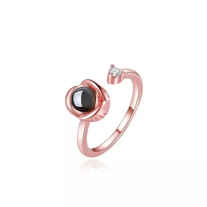 Custom Photo Projection Adjustable Flower Ring - Hidden Forever