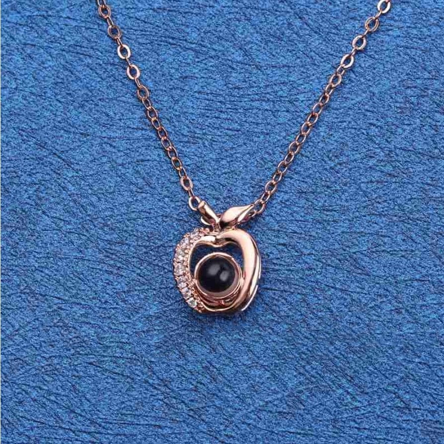 Custom Photo Projection Apple Pendant Necklace - Hidden Forever
