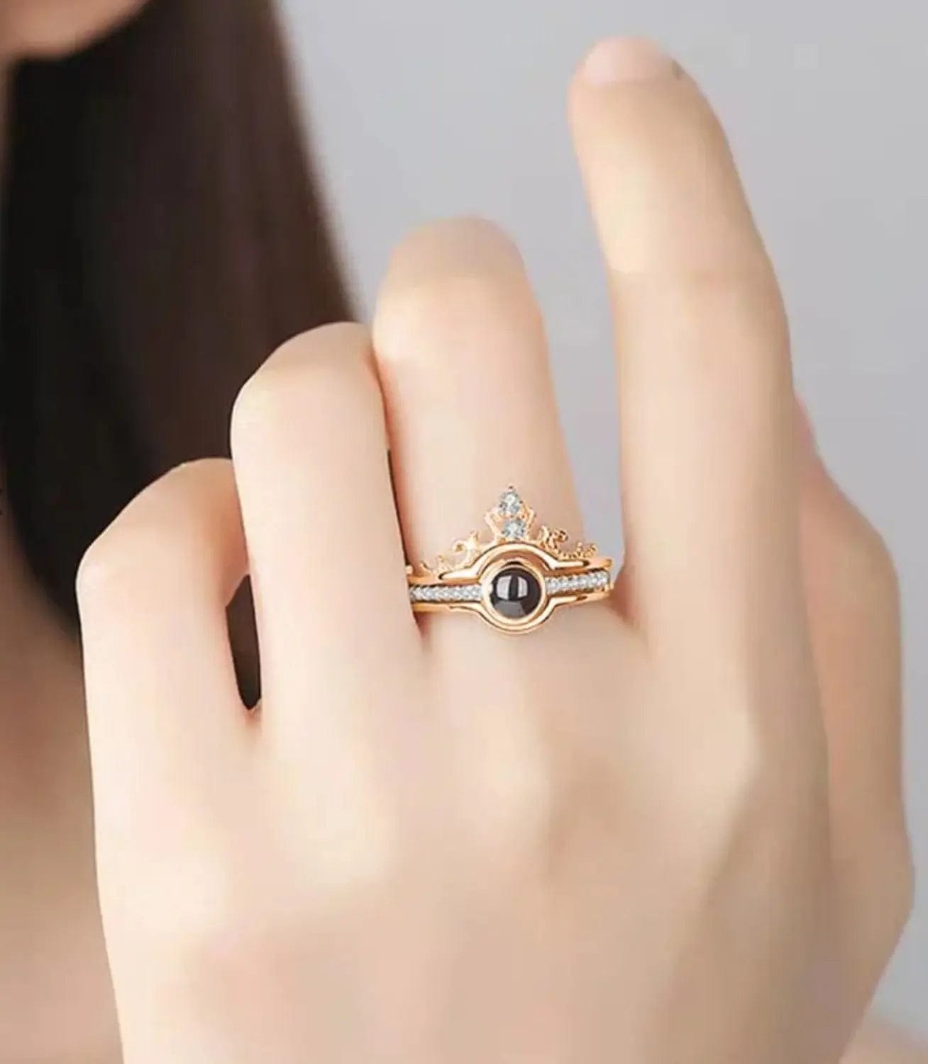 Custom Photo Projection Crown Ring - Hidden Forever