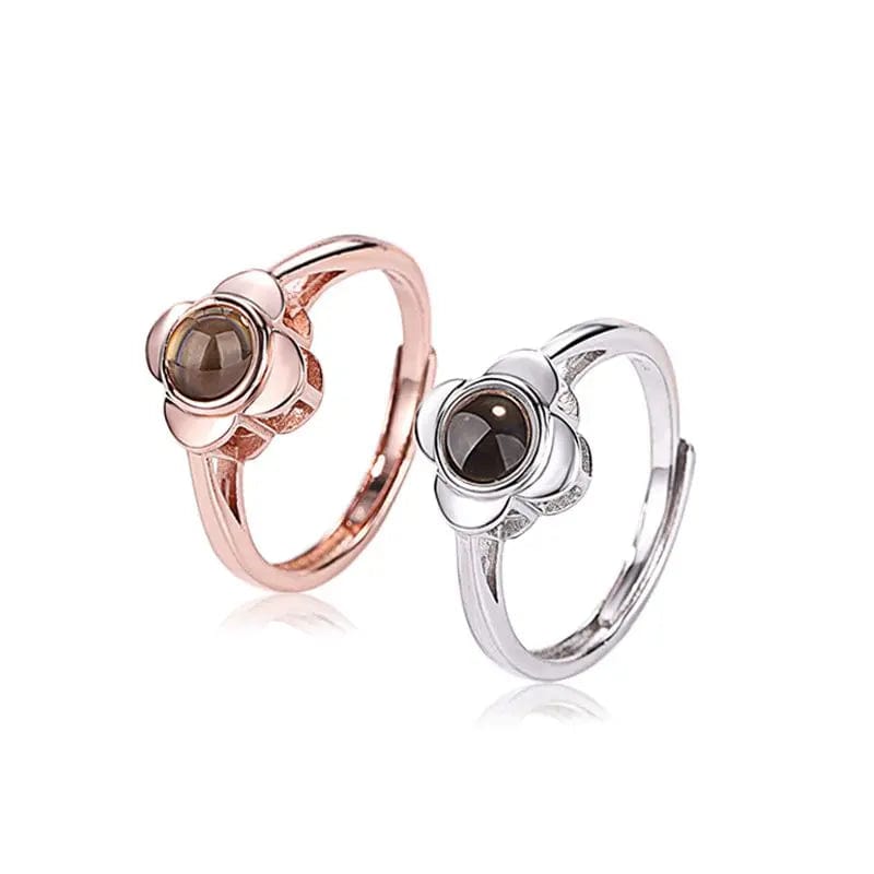 Custom Photo Projection Four Petals Flower Ring - Hidden Forever