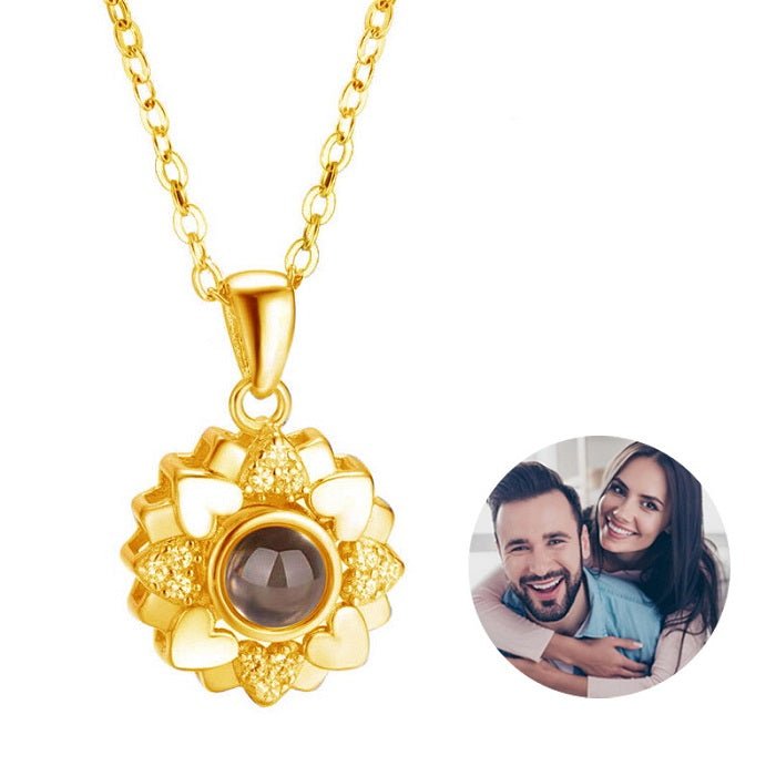 Custom Photo Projection Heart Flower Necklace - Hidden Forever