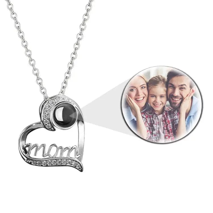 Custom Photo Projection Heart Mom Pendant Necklace - Hidden Forever