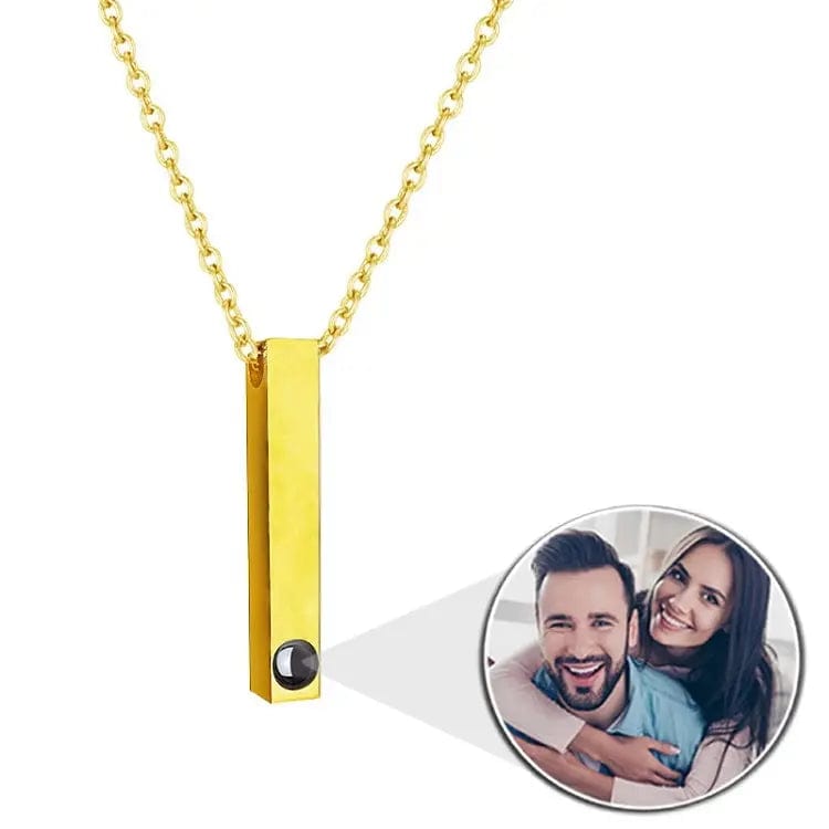 Custom Photo Projection Rectangular Bar Necklace - Hidden Forever
