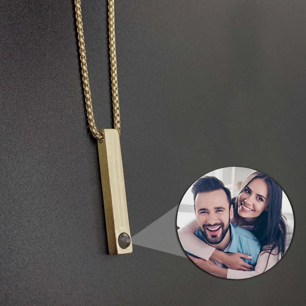 Custom Photo Projection Rectangular Bar Necklace - Hidden Forever