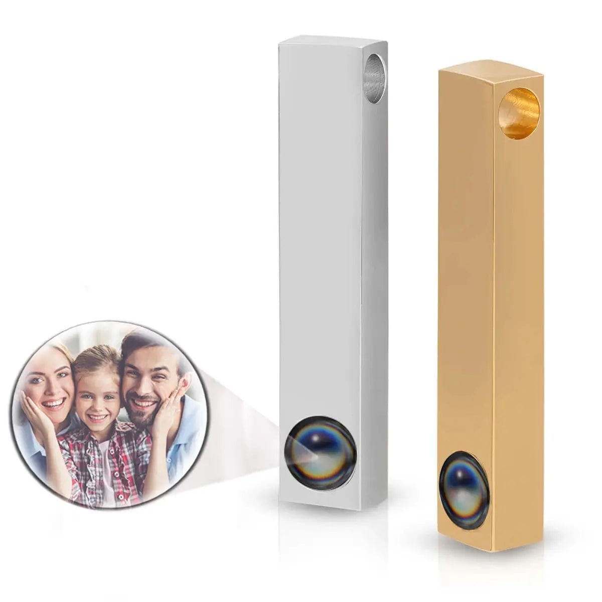 Custom Photo Projection Rectangular Bar Necklace - Hidden Forever