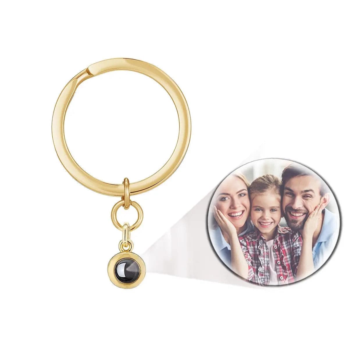 Custom Photo Projection Round Zircon Gem Necklace | Keychain - Hidden Forever