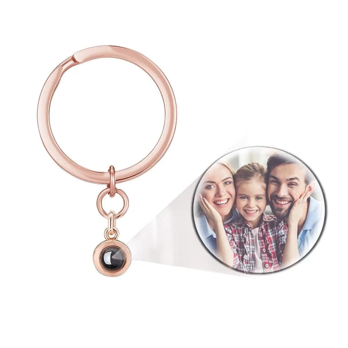 Custom Photo Projection Round Zircon Gem Necklace | Keychain - Hidden Forever