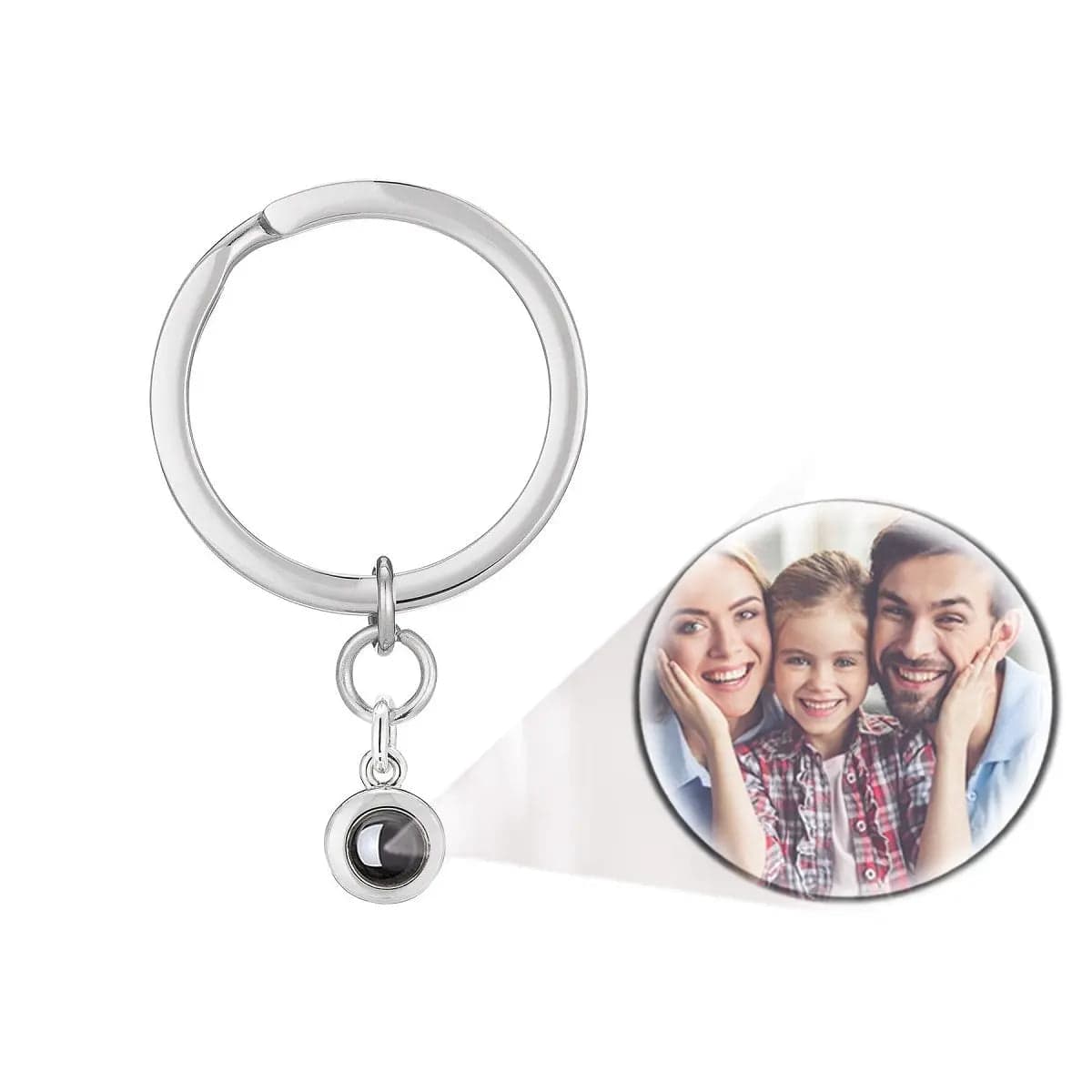 Custom Photo Projection Round Zircon Gem Necklace | Keychain - Hidden Forever