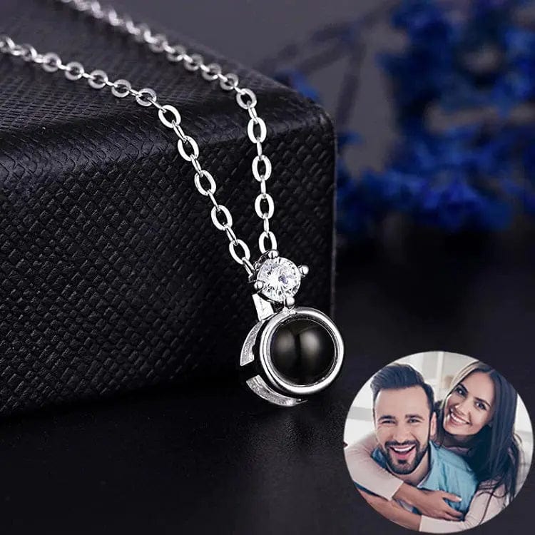 Custom Photo Projection Tiny Diamond Zircon Gem Necklace - Hidden Forever