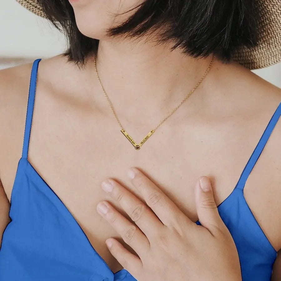 Custom Photo Projection V-Shaped Pendant Necklace - Hidden Forever