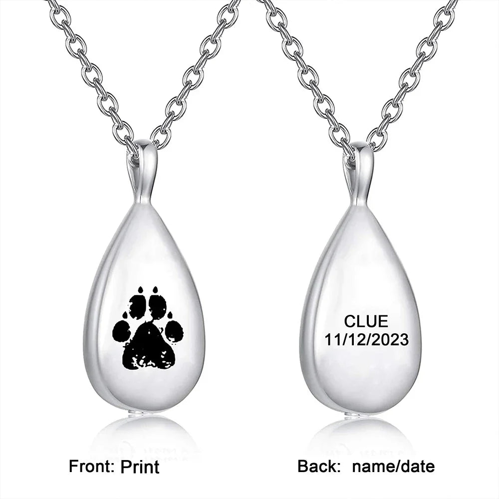 Fingerprint Teardrop Necklace with Engraving for Ashes - Hidden Forever