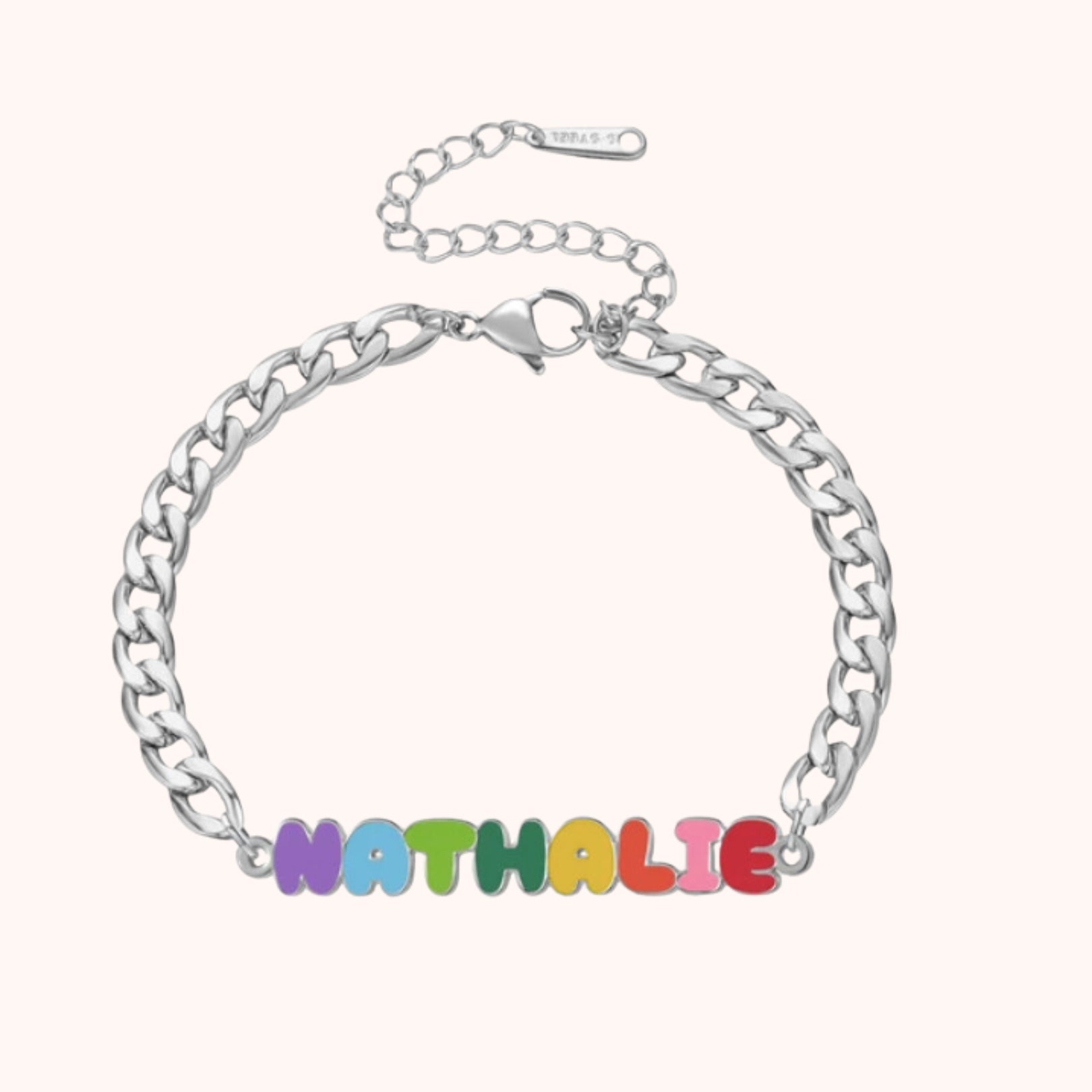 Custom Colored Enamel Name Charm Bracelet - Hidden Forever