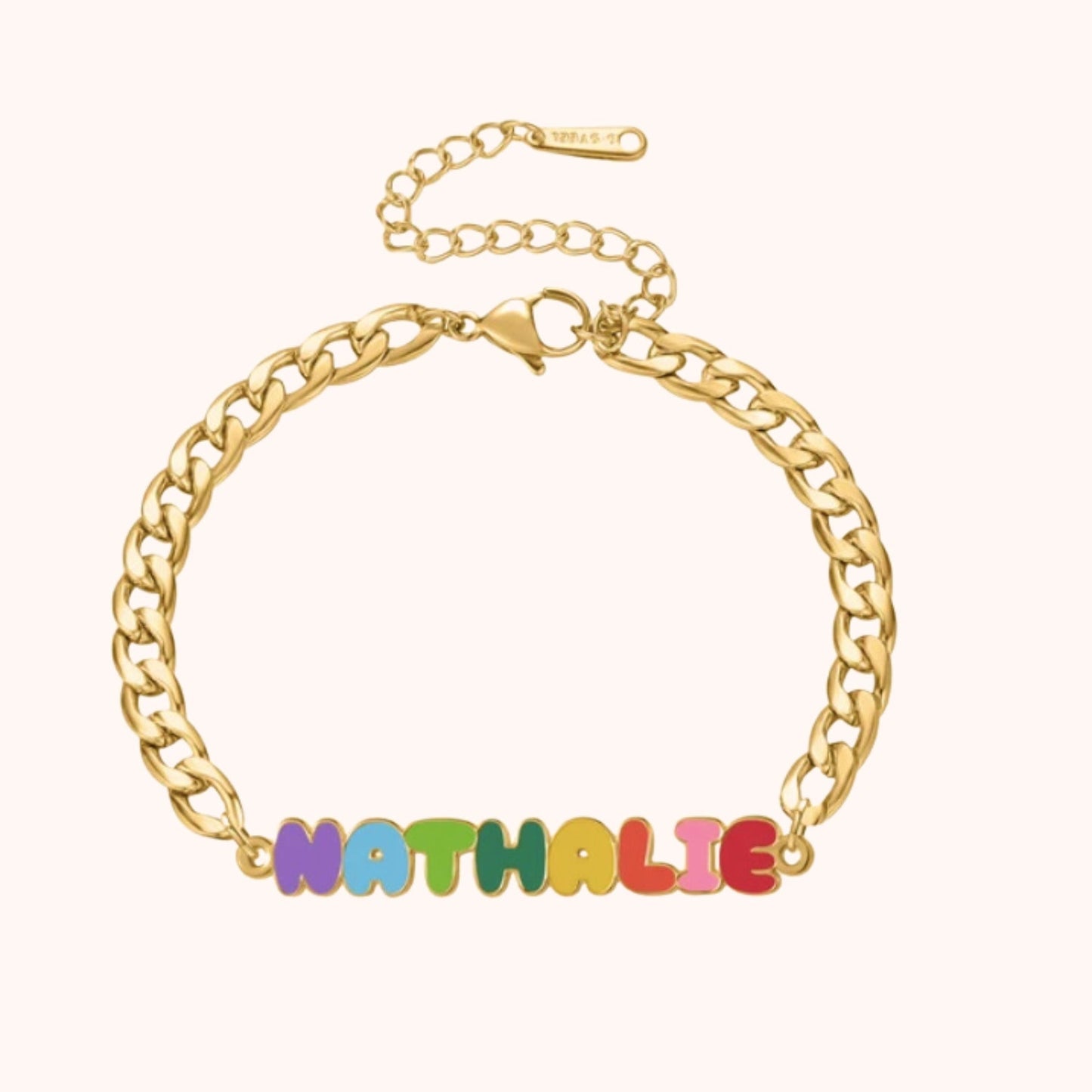 Custom Colored Enamel Name Charm Bracelet - Hidden Forever