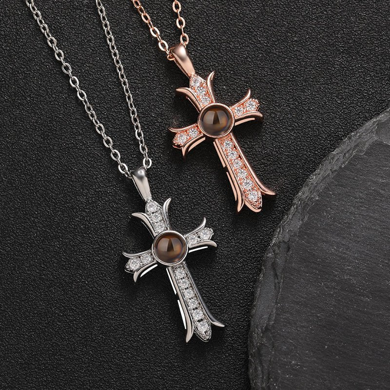 Custom Eternal Cross Hidden Photo Necklace - Hidden Forever