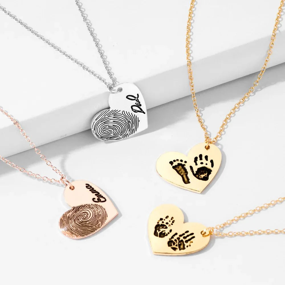 Custom Fingerprint Necklace with Engraved Name - Hidden Forever