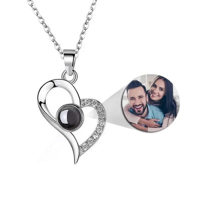 Custom Heart Drop Projection Photo Necklace | Upload Your Hidden Photo - Hidden Forever