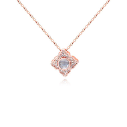Custom Hidden Photo Projection 4 Petal Flower Necklace - Hidden Forever