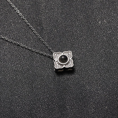 Custom Hidden Photo Projection 4 Petal Flower Necklace - Hidden Forever