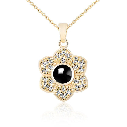 Custom Hidden Photo Projection 6 Petal flower Necklace - Hidden Forever