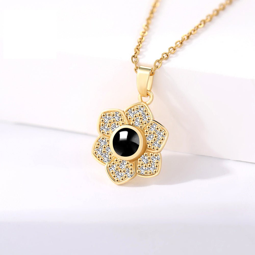 Custom Hidden Photo Projection 6 Petal flower Necklace - Hidden Forever