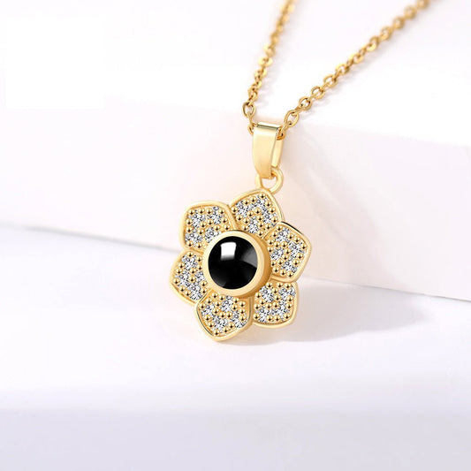 Custom Hidden Photo Projection 6 Petal flower Necklace - Hidden Forever