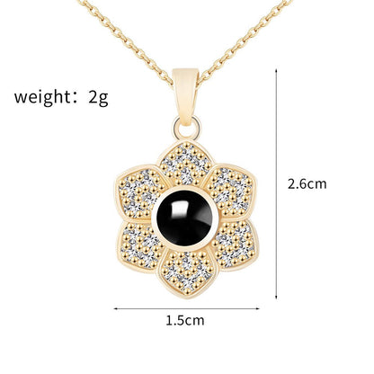 Custom Hidden Photo Projection 6 Petal flower Necklace - Hidden Forever