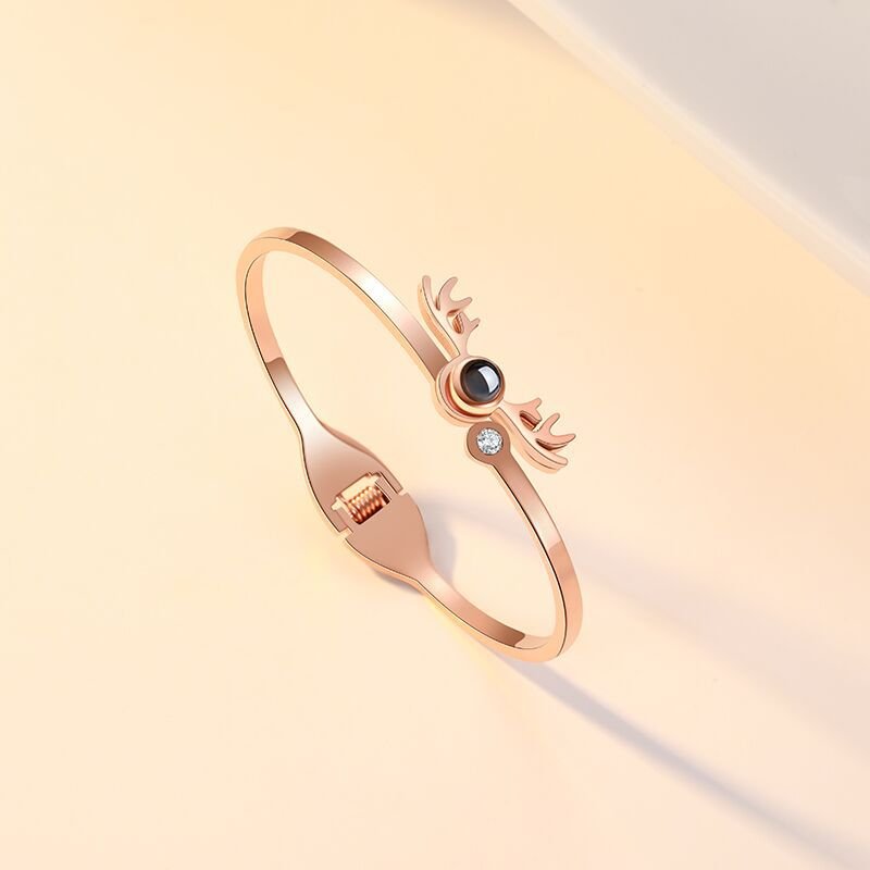 Custom Hidden Photo Projection Adjustable Antler Shape Bracelet - Hidden Forever