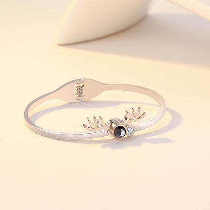 Custom Hidden Photo Projection Adjustable Antler Shape Bracelet - Hidden Forever