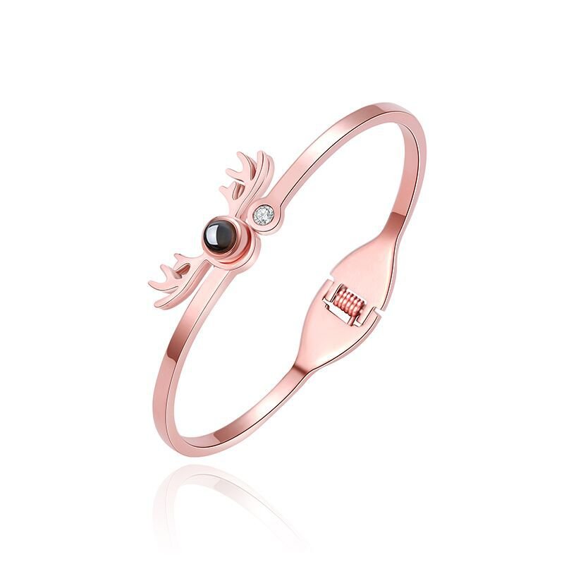 Custom Hidden Photo Projection Adjustable Antler Shape Bracelet - Hidden Forever