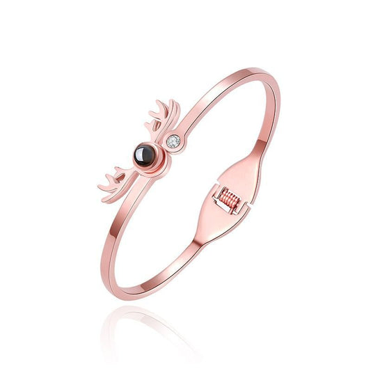 Custom Hidden Photo Projection Adjustable Antler Shape Bracelet - Hidden Forever