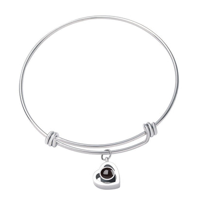 Custom Hidden Photo Projection Adjustable Bangle Heart Zircon Bracelet - Hidden Forever